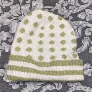 Lord & Taylor Green & Cream Polka Dot Beanie ✨New✨